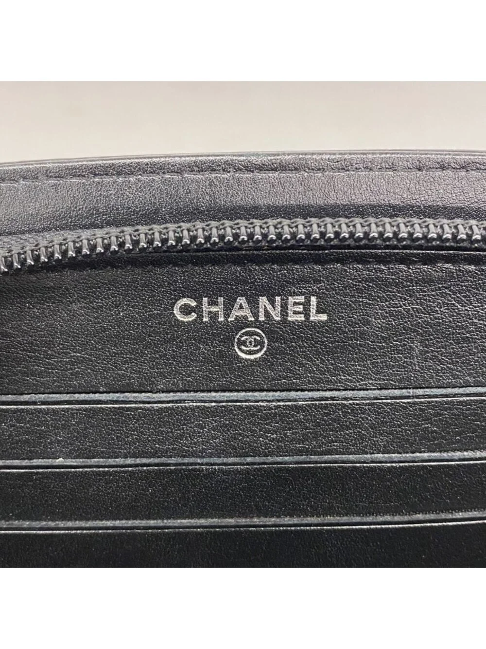 Chanel Wallet Patent Leather Black Silver